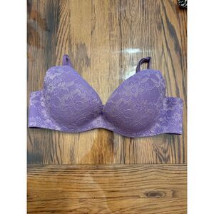 Victoria's Secret Purple Angels Secret Embrace Lace Floral Push Up Bra Size 36B